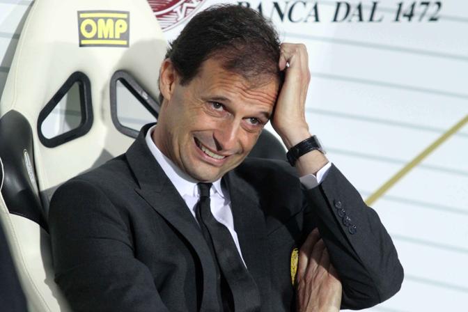 Siena-Milan, pre-partita: il volto preoccupato di Massimiliano Allegri. LaPresse